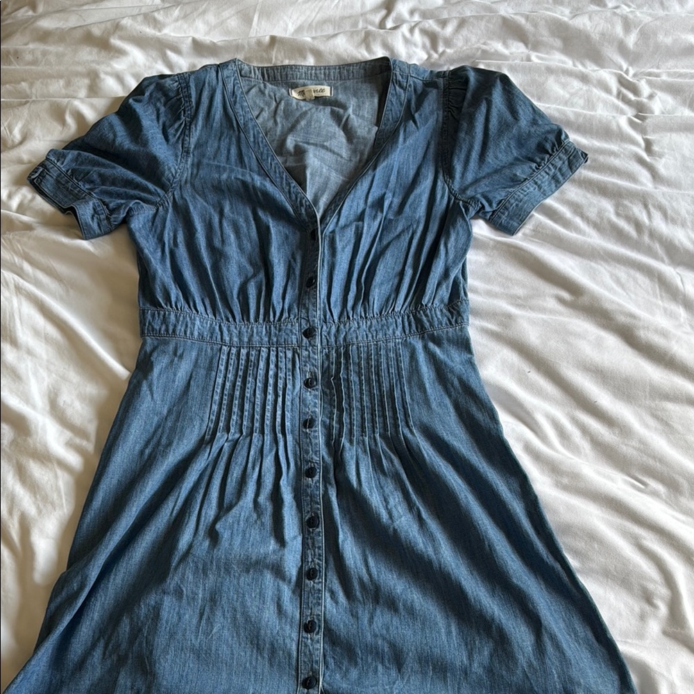 Madewell Blue Smocked Midi Dress
